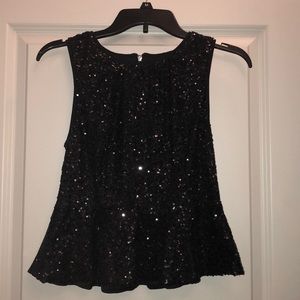 Black sequin peplum shirt